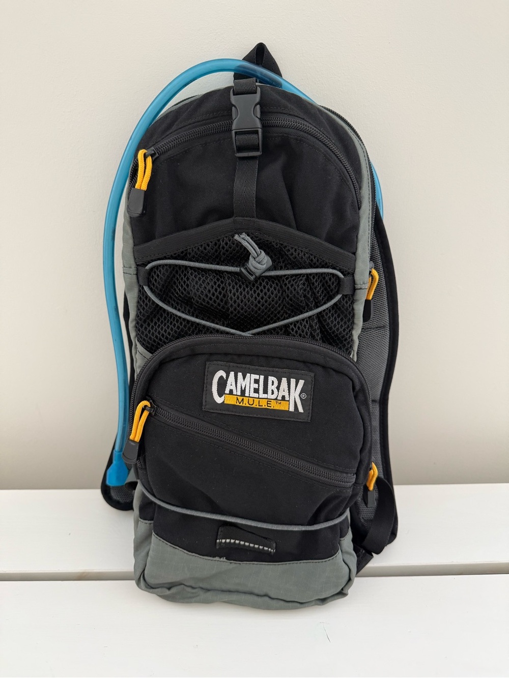 Camelbak Black and Blue Hydration Backpack with Yellow Accents